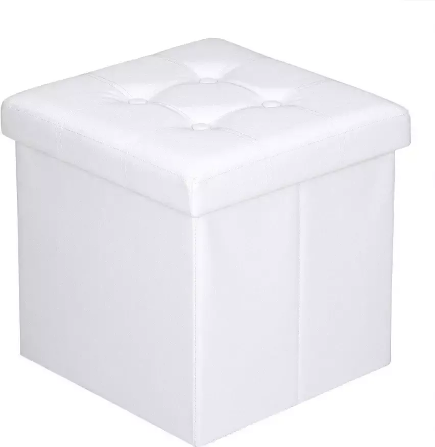 Casaria Zitbank met Opbergruimte 38x38x38cm 40L Kunstleer – Wit - Foto 2