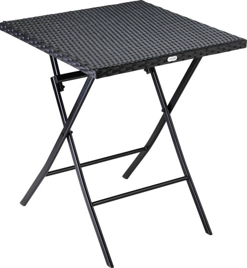 Casaria Klaptafel Polyrattan 73x63x63 cm – Weerbestendig Zwart