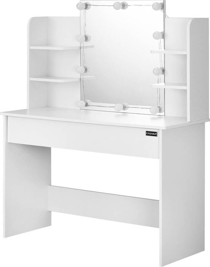Casaria Make up Tafel Lucia Lade en Spiegel Verlichting -4 Planken Wit - Foto 2
