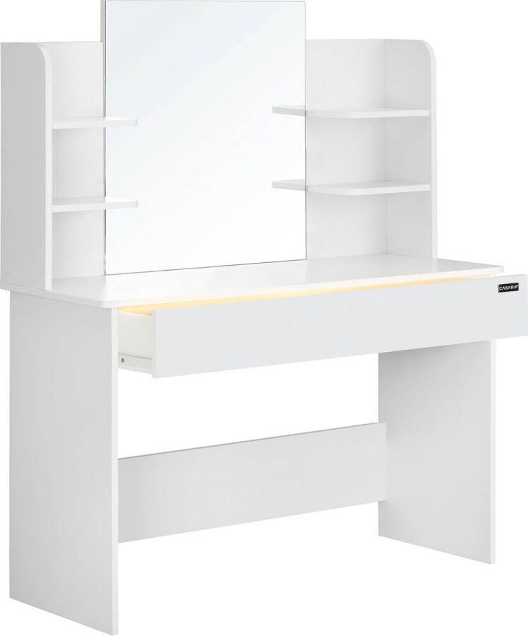 Casaria Make up tafel Lucia Lade Spiegel 4 Planken 140x110cm – Wit