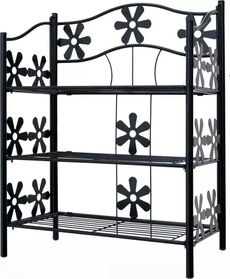 Casaria Stellingkast Opbergrek Tuin 3 Planken 70 x 60 x 30 cm Metaal Zwart
