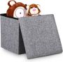 Casaria Zitbank met Opbergruimte 38x38x38cm 40L Linnen Look – Grijs - Thumbnail 2