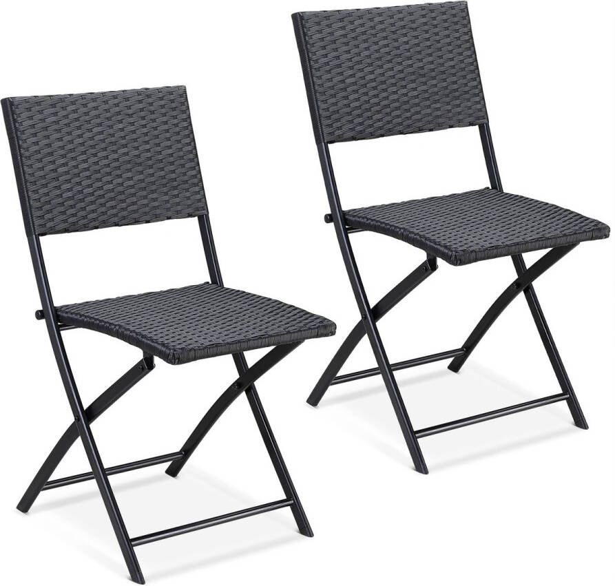 Casaria Polyrattan Klapstoel – 2 Stuks Weerbestendig – Zwart