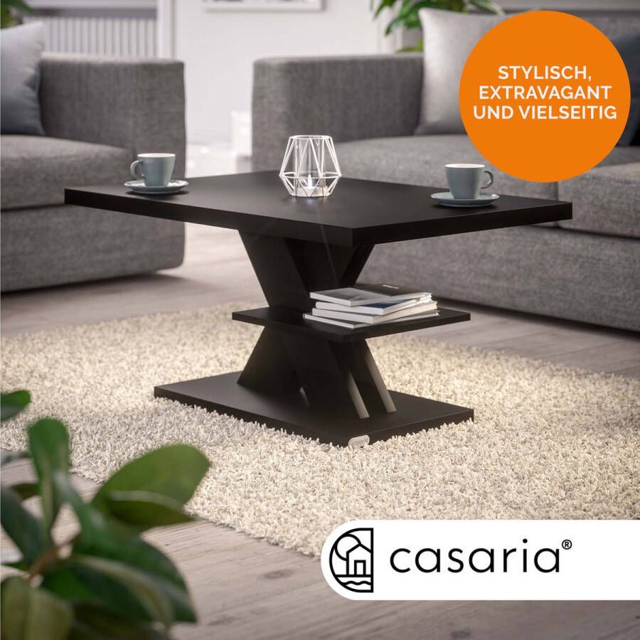 Casaria Salontafel Detroit Extra Legblad 90x45x60cm Hout Zwart