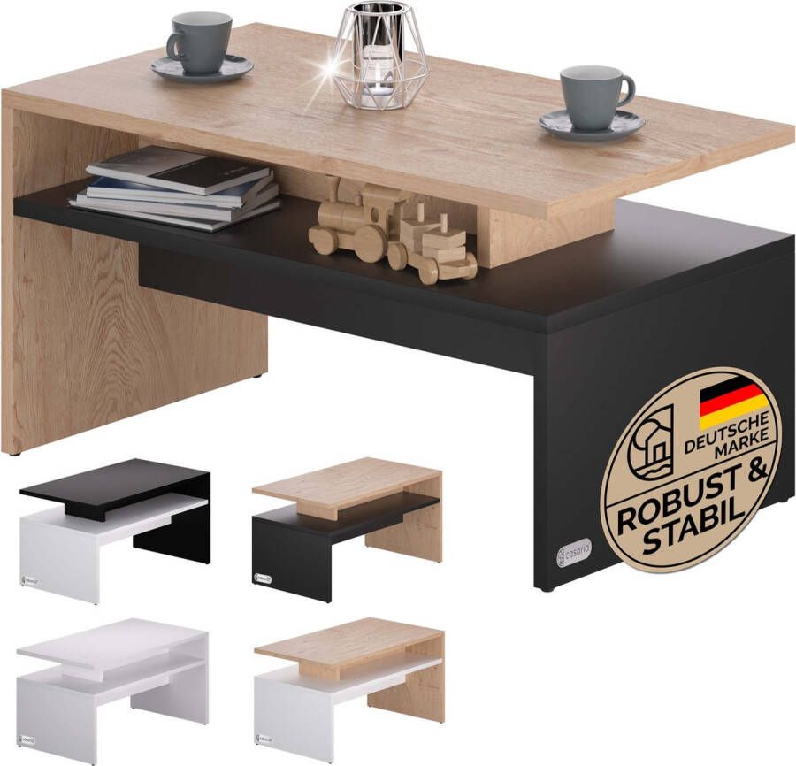 Casaria Salontafel – Opbervak 92x51x48cm Krasbestendig – Hout Antraciet - Foto 2