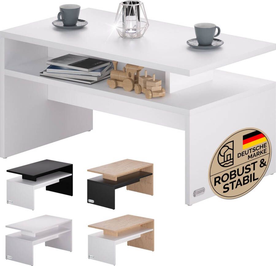 Casaria Salontafel – Opbergvak 95x55x50cm Krasbestendig Wit