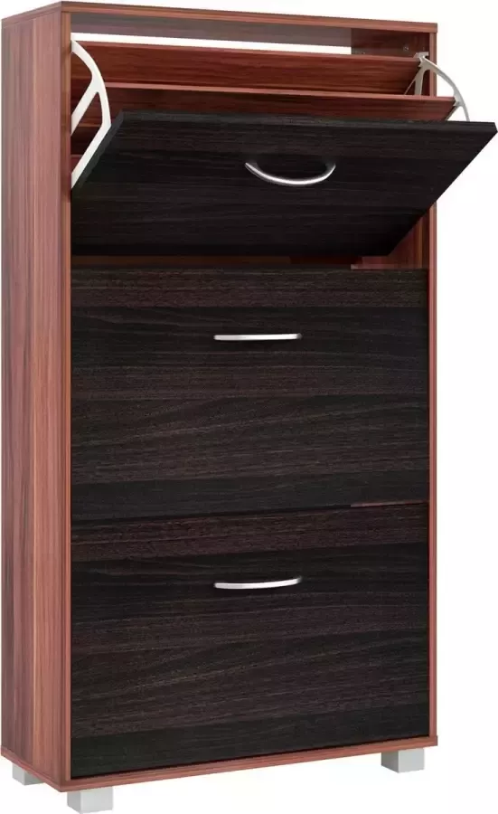 Casaria Schoenenkast – 3 Kleppen – 115x60x24cm – 18 Paar Schoenen -Bruin Zwart