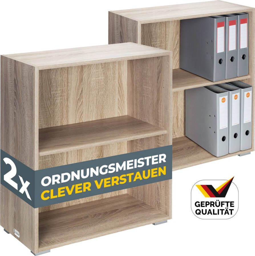 Casaria Set van 2 boekenkast – 2 verstelbare schappen 77x60x28cm Eik - Foto 2