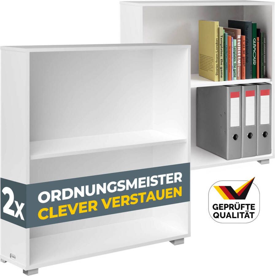 Casaria Set van 2 boekenkast – 2 verstelbare schappen 77x60x28cm Wit - Foto 2