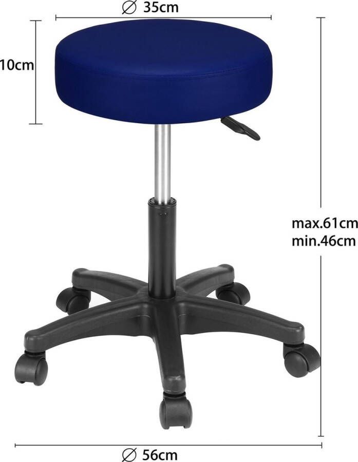 Casaria Verstelbare Draaikruk 46 60cm Zithoogte – 1 Stuks Blauw