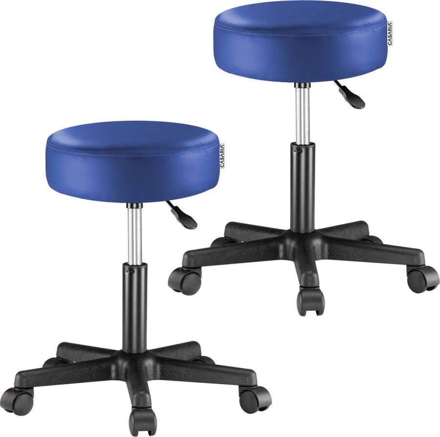 Casaria Verstelbare Draaikruk 46 60cm Zithoogte – 2 Stuks Blauw