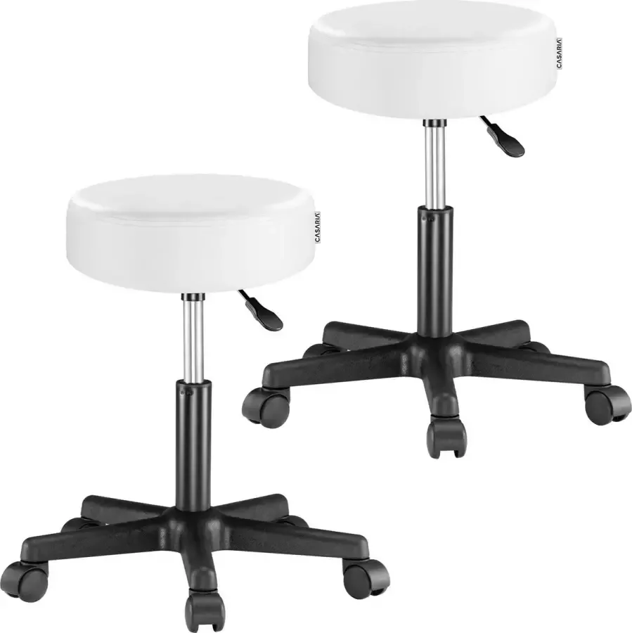 Casaria Verstelbare Draaikruk 46 60cm Zithoogte – 2 Stuks Wit