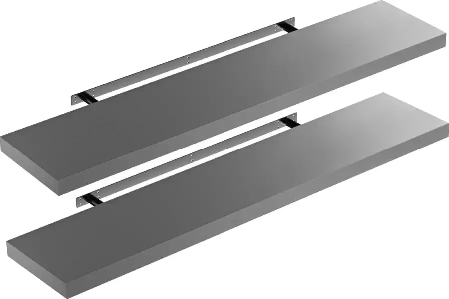 Casaria Wandplank – 2 St. 110 cm 15kg Belastbaar – Grijs mat