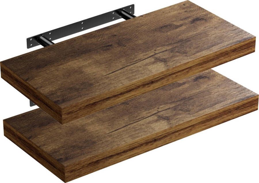 Casaria Wandplank – 2 St. 50 cm 15kg Belastbaar – Donker Eiken