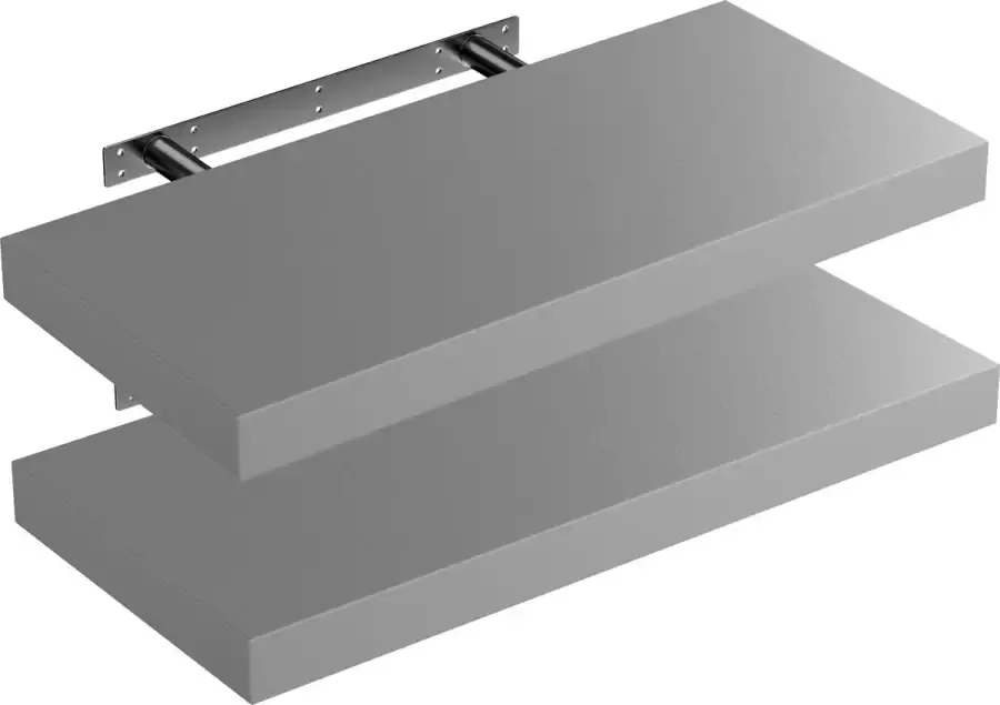 Casaria Wandplank – 2 St. 50 cm 15kg Belastbaar – Grijs mat