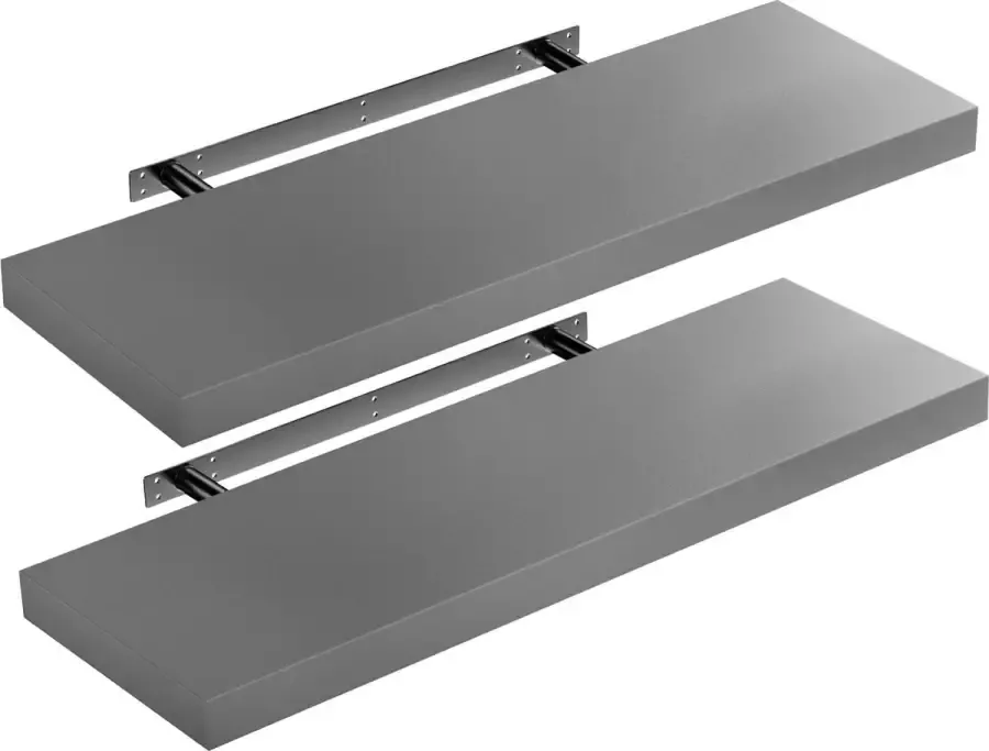 Casaria Wandplank – 2 St. 70 cm 15kg Belastbaar – Grijs mat