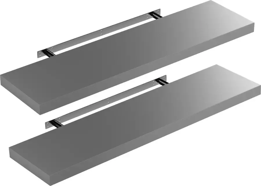 Casaria Wandplank – 2 St. 90 cm 15kg Belastbaar – Grijs mat