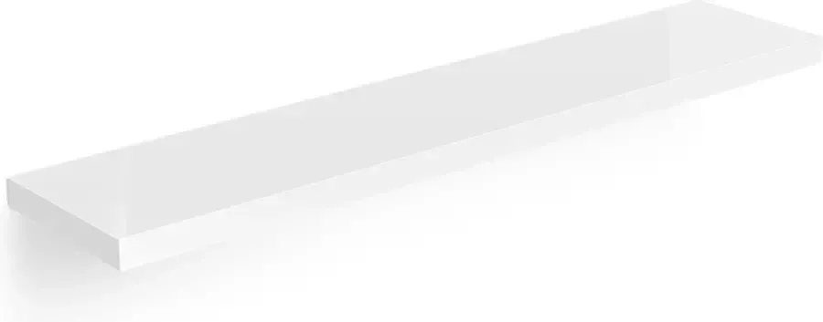 Casaria Wandplank Zwevend Hout Bevestiging 15kg Belastbaar Hoogglans Wit 110 cm
