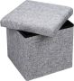 Casaria Zitbank met Opbergruimte 38x38x38cm 40L Linnen Look – Grijs - Thumbnail 1