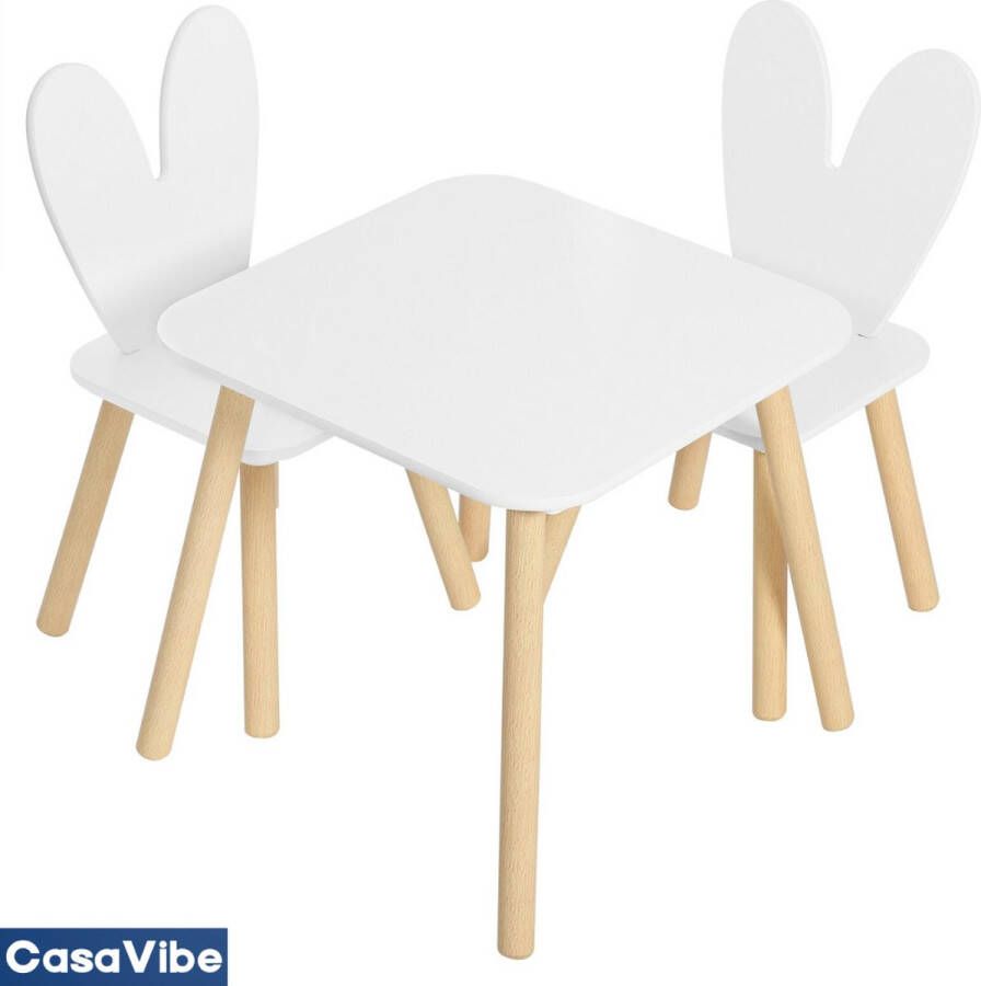 CasaVibe Kindertafel – Kinderbureau – Kindertafel met stoeltjes – Kindertafel en stoeltjes – Peuter tafel en stoel – Kindertafeltje met 2 stoeltjes