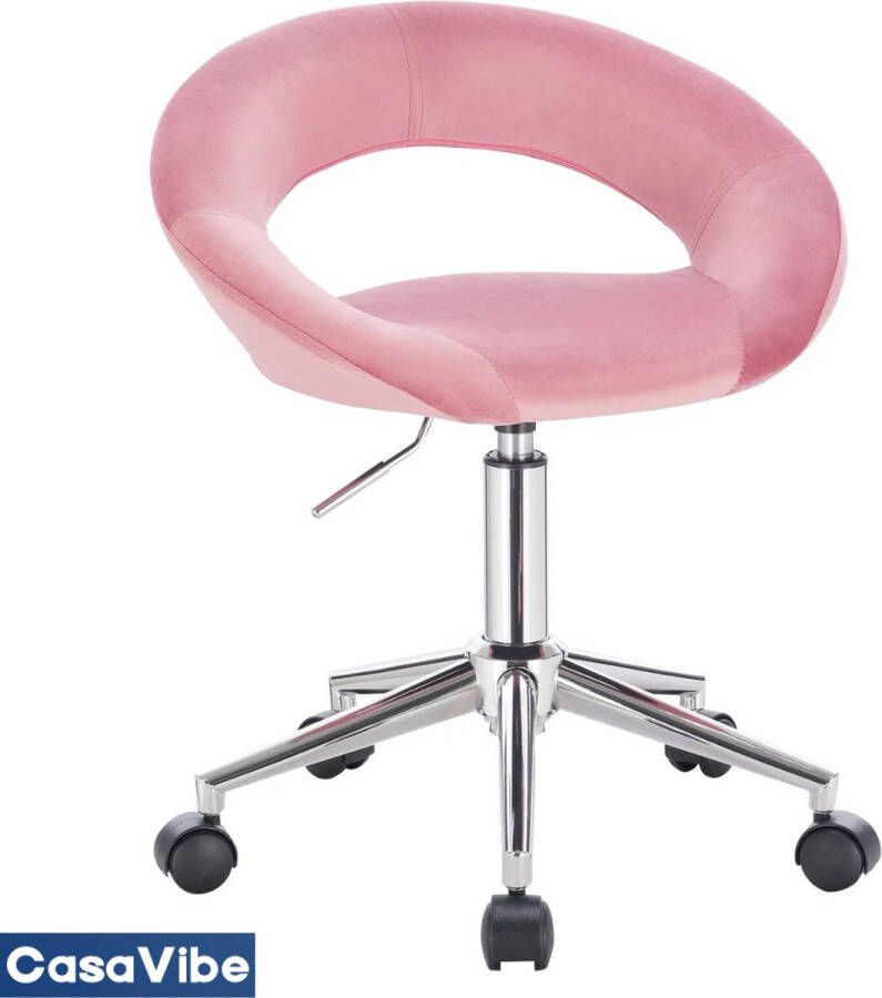 CasaVibe Salon Stoel Behandelstoel Kruk met wielen Werkstoel Kapper stoel Visagiestoel Roze