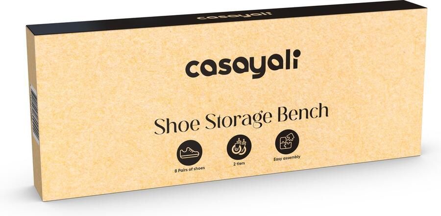 Casayali ShoeSeat Schoenenrek voor 8 Paar Schoenenbank met Zitkussen Schoenenkast Bruin - Foto 2