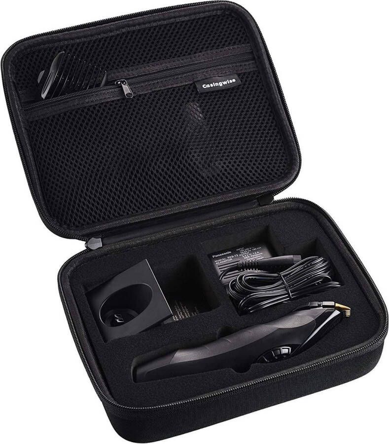 Casingwise koffer voor Panasonic ER-DGP80 ER-GP82 scheermes- haartrimmerkoffer met compartiment voor kabels en accessoires voor op reis baardtrimmer harde tas met draagriem zwart - Foto 2