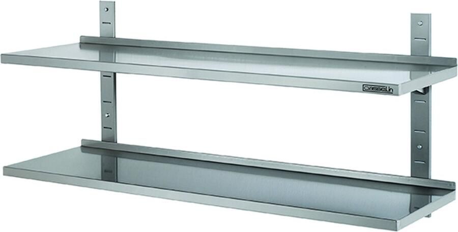 Casselin Professionele Wandschap Wandplank Muurplank Horeca Set van 2 roestvrijstalen wandplanken 600 mm. x 355 mm
