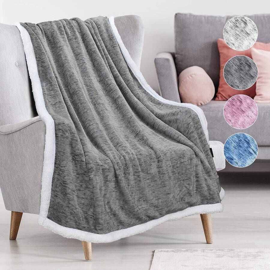 Catalonia Classy SHOP YOLO Sherpa Fleece deken zachte pluizige gezellige fleecedeken winterdeken voor eenpersoonsbed voor volwassenen kind- 150 x 130 cm gemêleerd