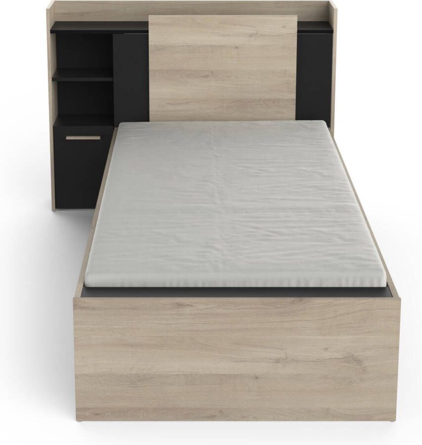 Vente-unique Modulair bed 90 x 190 200 cm met opbergruimte Zwart en naturel LIARA L 229.4 cm x H 87.7 cm x D 119.2 cm - Foto 2