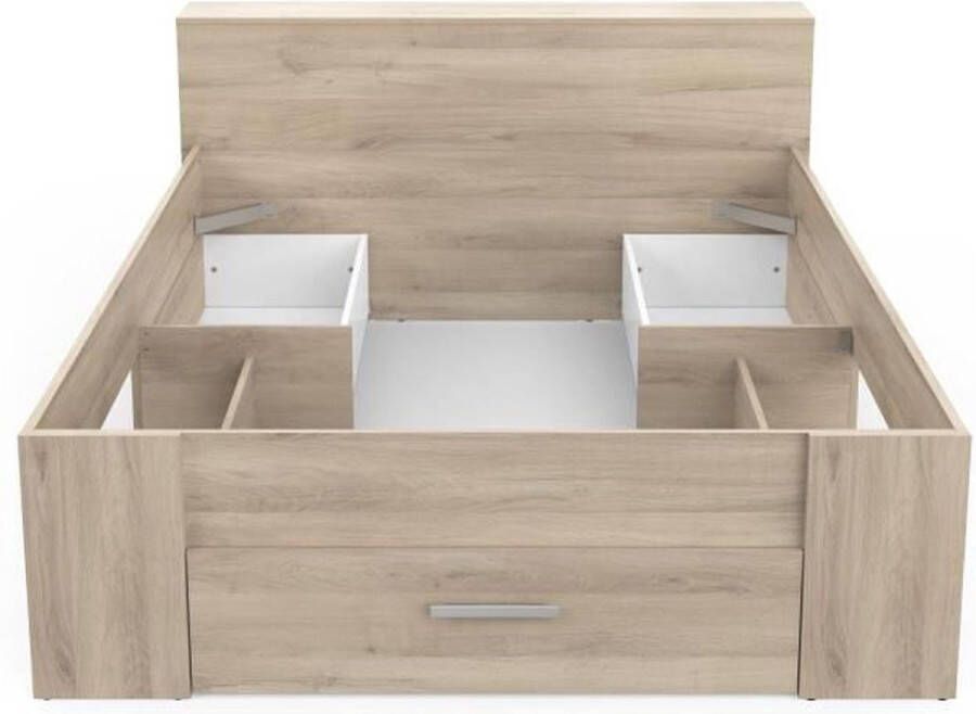 CBA EMOB Bed Polly 140 x 190 cm-Sidewalk zwart Kronberg eik Bedden met lades Zwart Melamine; Spaanplaat Bedden met lades Tweepersoons Normaal bed Op voorraad - Foto 3