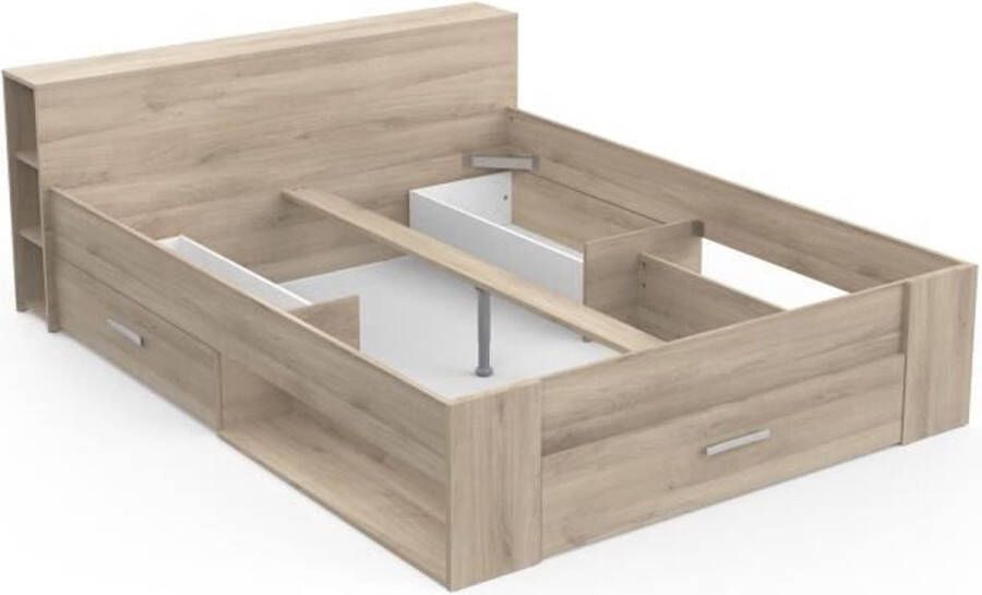 CBA EMOB Bed Polly 160 x 200 cm-Kronberg eik Bedden met lades Bruin Melamine; Spaanplaat Bedden met lades Tweepersoons Normaal bed Op voorraad - Foto 3