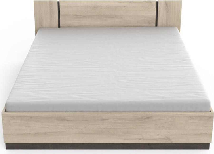 CBA EMOB Bed Waylon 160 x 200 cm-Kronberg eik Waterford eik Tweepersoonsbedden Bruin Melamine; Spaanplaat Tweepersoonsbedden Tweepersoons Normaal bed Op voorraad - Foto 5