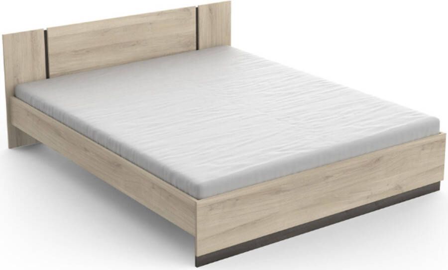 CBA EMOB Bed Waylon 160 x 200 cm-Kronberg eik Waterford eik Tweepersoonsbedden Bruin Melamine; Spaanplaat Tweepersoonsbedden Tweepersoons Normaal bed Op voorraad - Foto 3