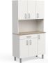 BELFURNDEM belfurn Keukenbuffet Garlic 100cm breed in witte melamine met eiken blad - Thumbnail 2