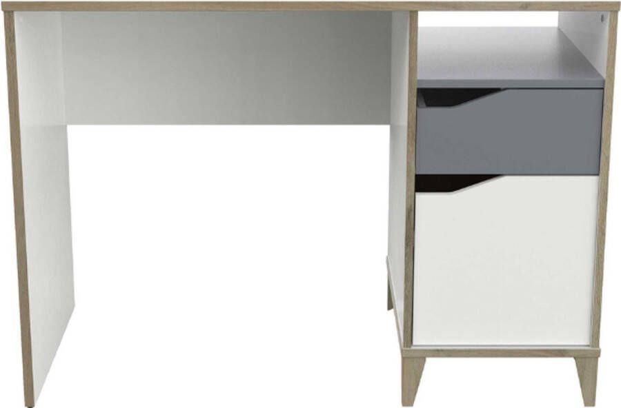 CBA EMOB Bureau Gerry-lichtgrijs mat wit Kronberg eik Kantoor Wit Melamine; Spaanplaat Kantoor Op voorraad