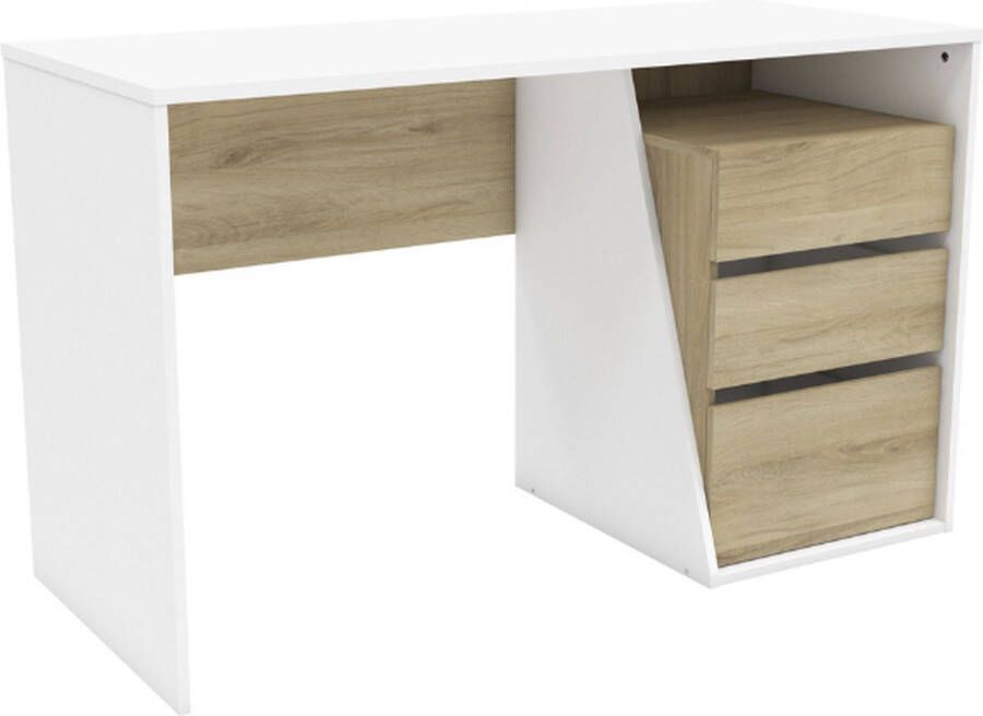 CBA EMOB Bureau Jeffry-Kronberg eik mat wit Kantoor Wit; Bruin Melamine; Spaanplaat Kantoor Op voorraad - Foto 3