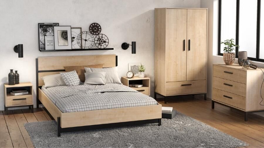 Habitat & Jardin Craft Tweepersoonsbed Hout 160 x 200 cm Bruin - Foto 4