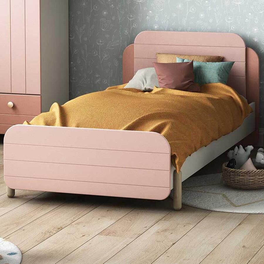 CBA EMOB Bed Janne 90 x 200 cm-mat roze mat wit Tienerbedden Roze Melamine; MDF; Spaanplaat Tienerbedden Eenpersoons Normaal bed Op voorraad - Foto 2