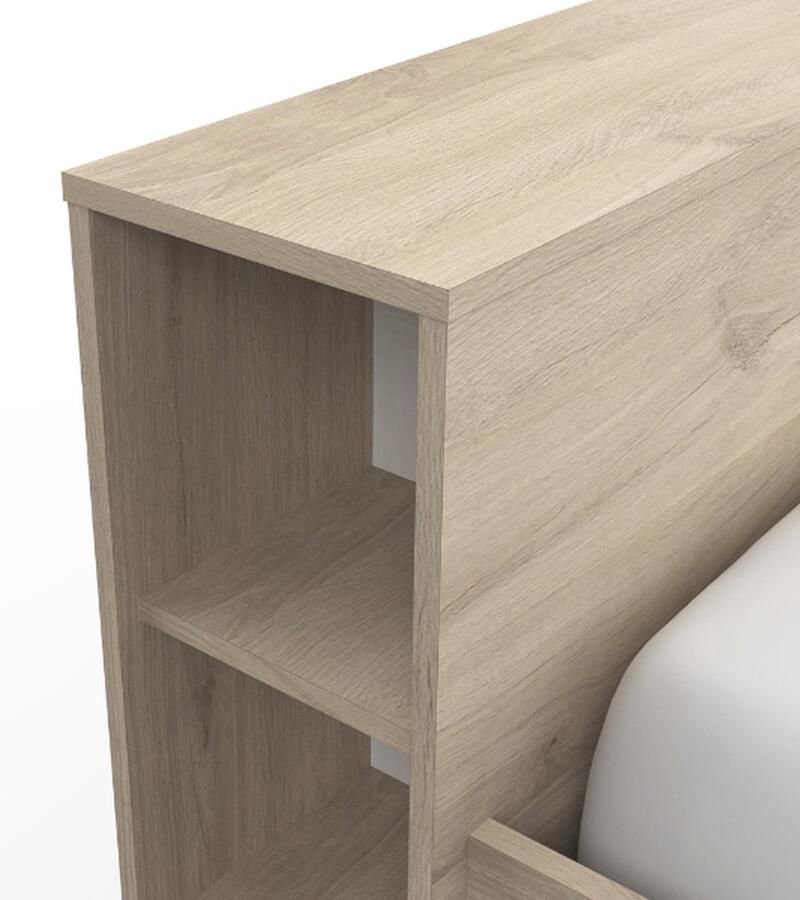 CBA EMOB Bed Polly 140 x 200 cm-Kronberg eik Bedden met lades Bruin Melamine; Spaanplaat Bedden met lades Tweepersoons Normaal bed Op voorraad