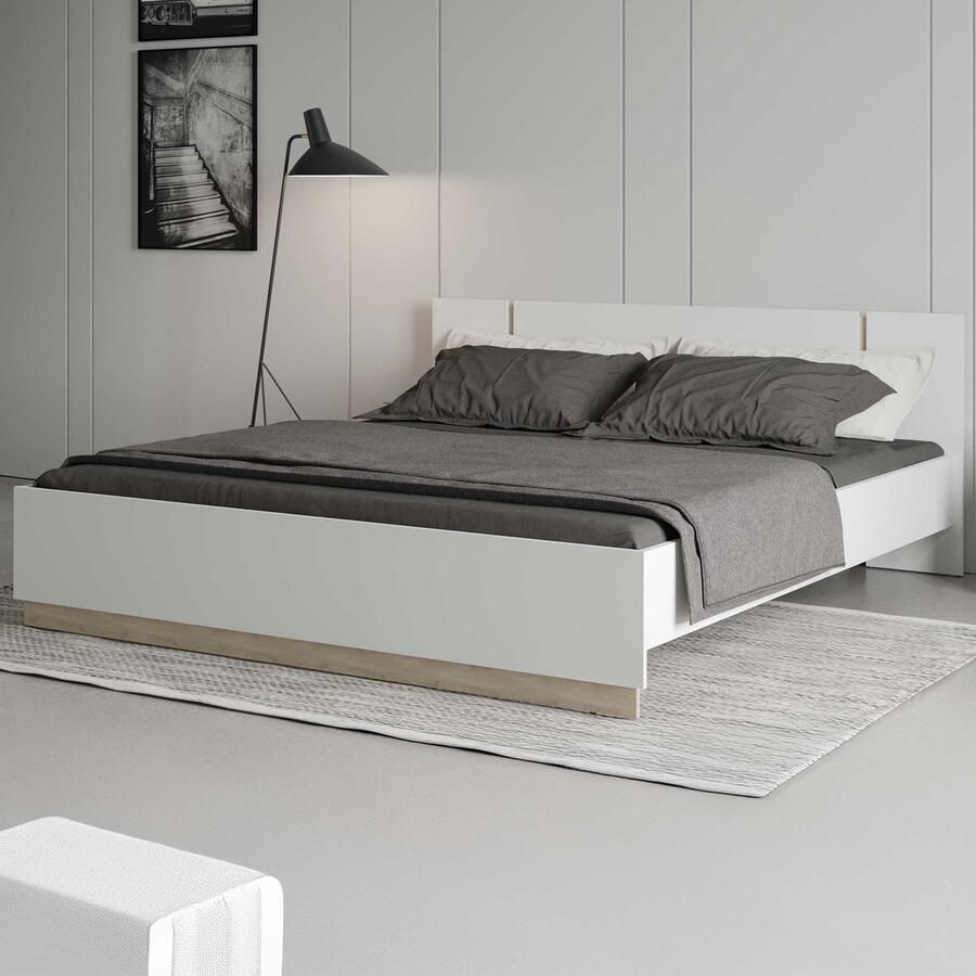 CBA EMOB Bed Waylon 160 x 200 cm-Kronberg eik Waterford eik Tweepersoonsbedden Bruin Melamine; Spaanplaat Tweepersoonsbedden Tweepersoons Normaal bed Op voorraad - Foto 4