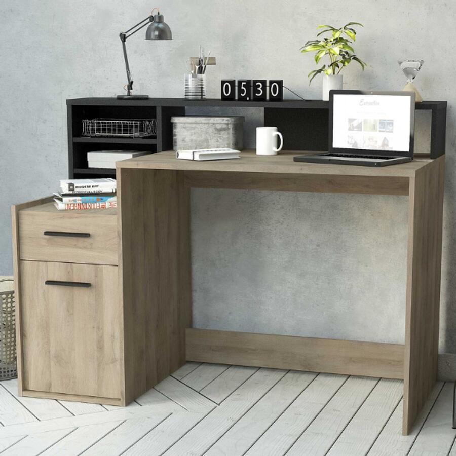 CBA EMOB Bureau Delfien-Kronberg eik Sidewalk zwart Kantoor Bruin; Zwart Melamine; Spaanplaat Kantoor Op voorraad