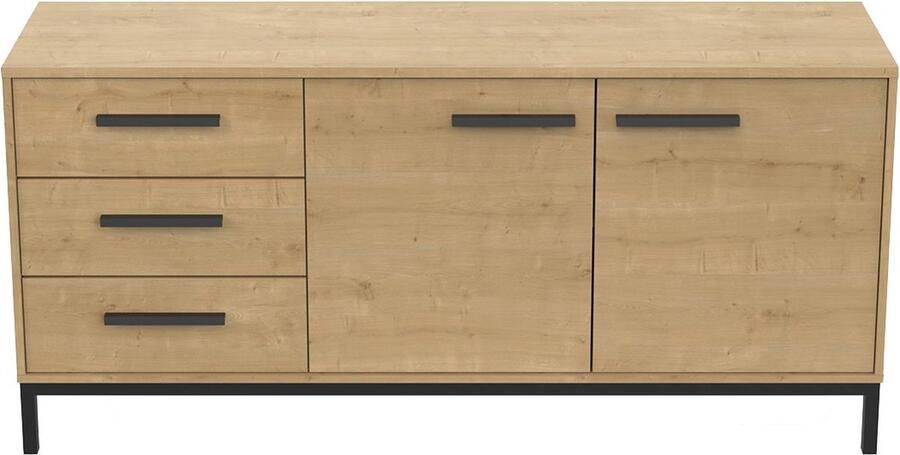 Demeyere Dressoir 2 deuren 3 laden CRAFT Hamilton eik Zwart 152 x 39 5 x 72 3 cm DEMEYRE