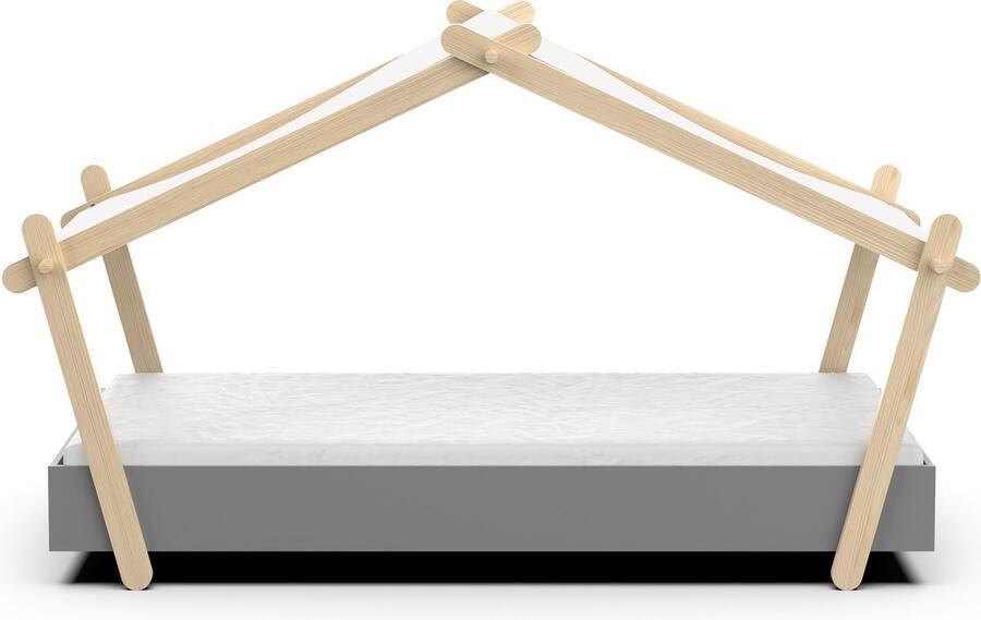 CBA EMOB Kinderbed Lodge 223 2 x 105 5 x 129 7 cm Grijs-Wit Bedhuisjes Wit; Grijs Spaanplaat Bedhuisjes Eenpersoons Normaal bed Op voorraad - Foto 2