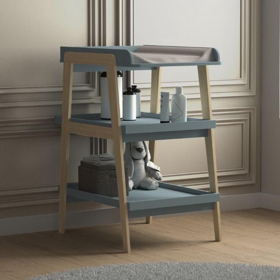 CBA EMOB Verzorgingstafel Tsuga 75 x 58 x 101 2 cm Blauw Babykamer Blauw MDF Babykamer Op voorraad