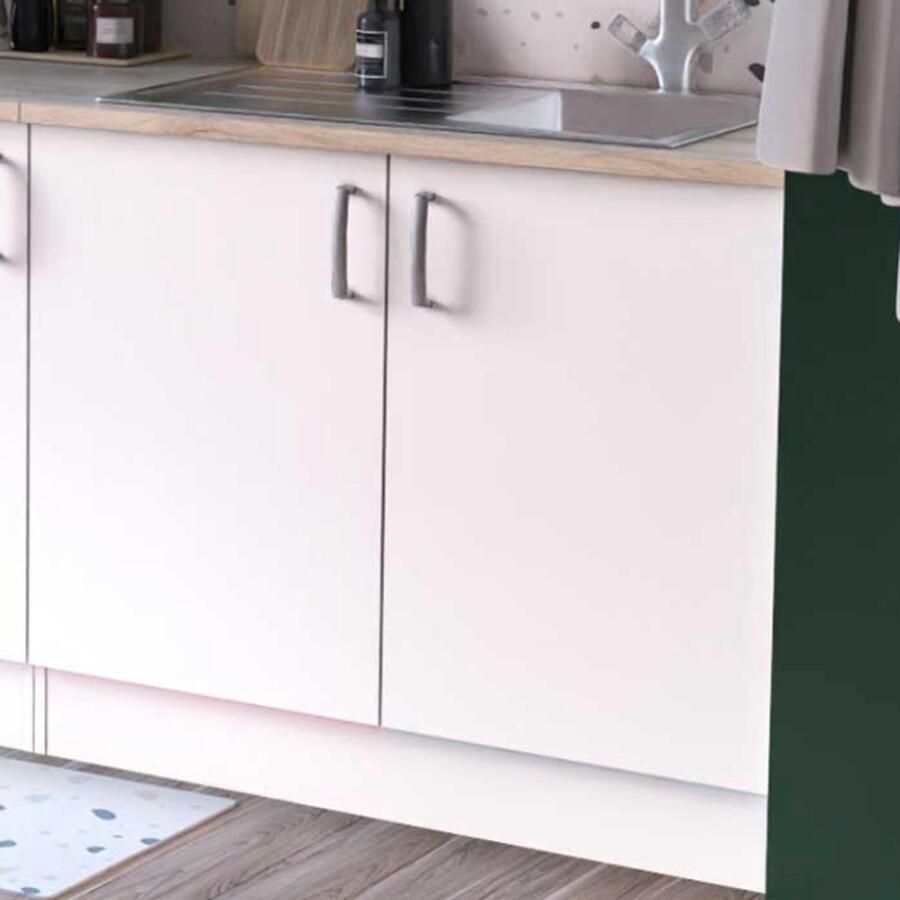 CBA EMOB Gootsteenonderkast Sofie 100 cm 2 draaideuren-Kronberg eik mat wit Keukenkasten outlet Wit Melamine; Spaanplaat Keukenkasten outlet Op voorraad