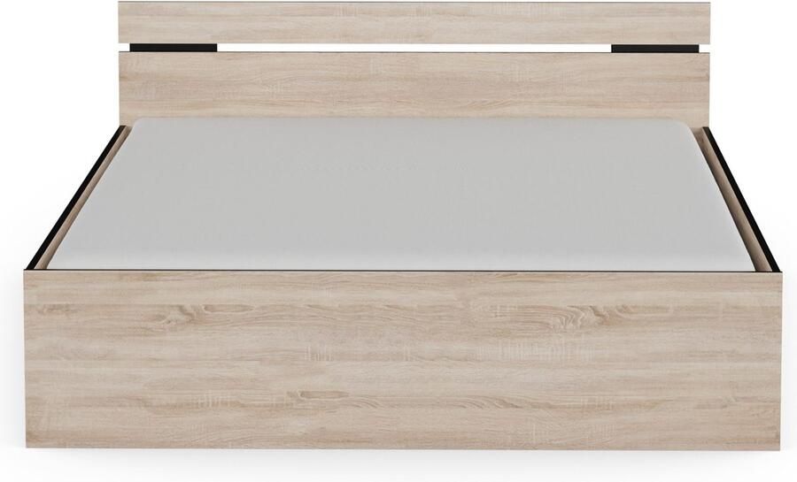 Nv.t. Belfurn- Michigan Bedkader eik-zwart van 160x200 met 2 lades en een open vak