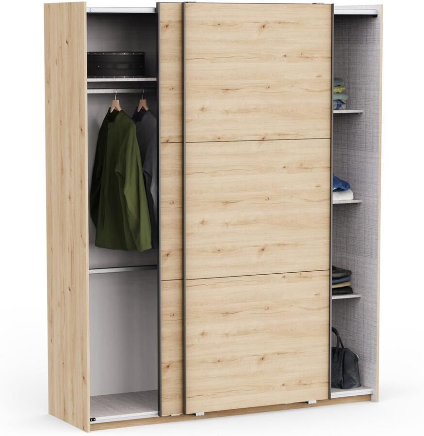 CBA Kledingkast met schuifdeuren 180x224 cm Alhambra lichte eik melamine