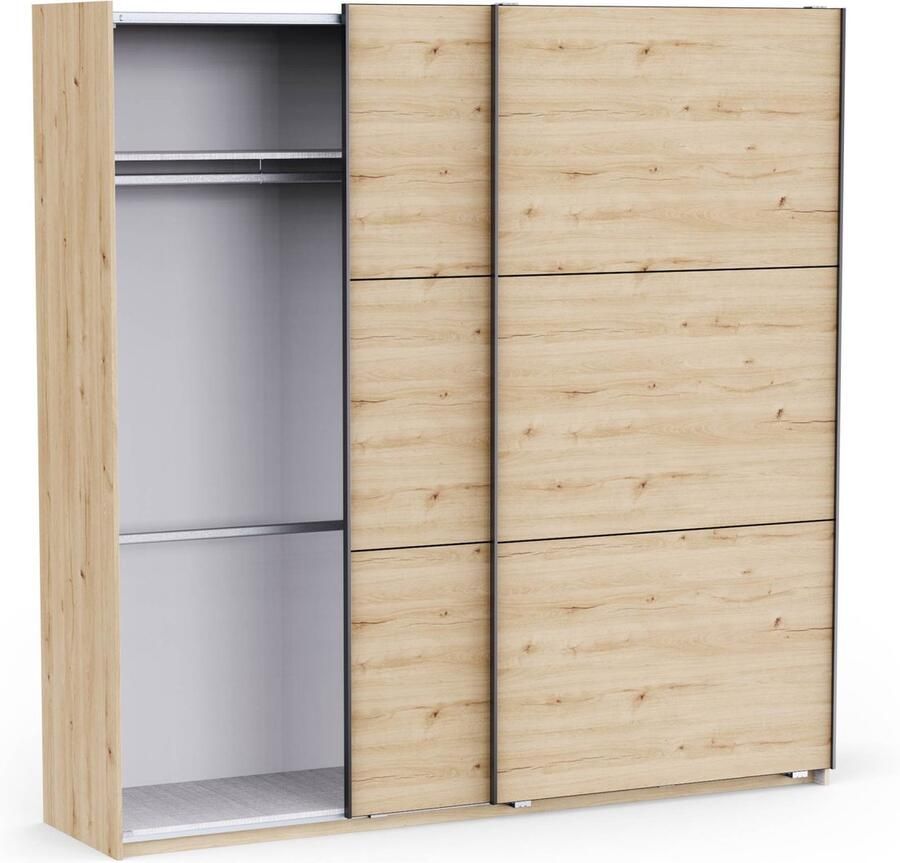 CBA Kledingkast met schuifdeuren 220x224 cm Alhambra lichte eik melamine