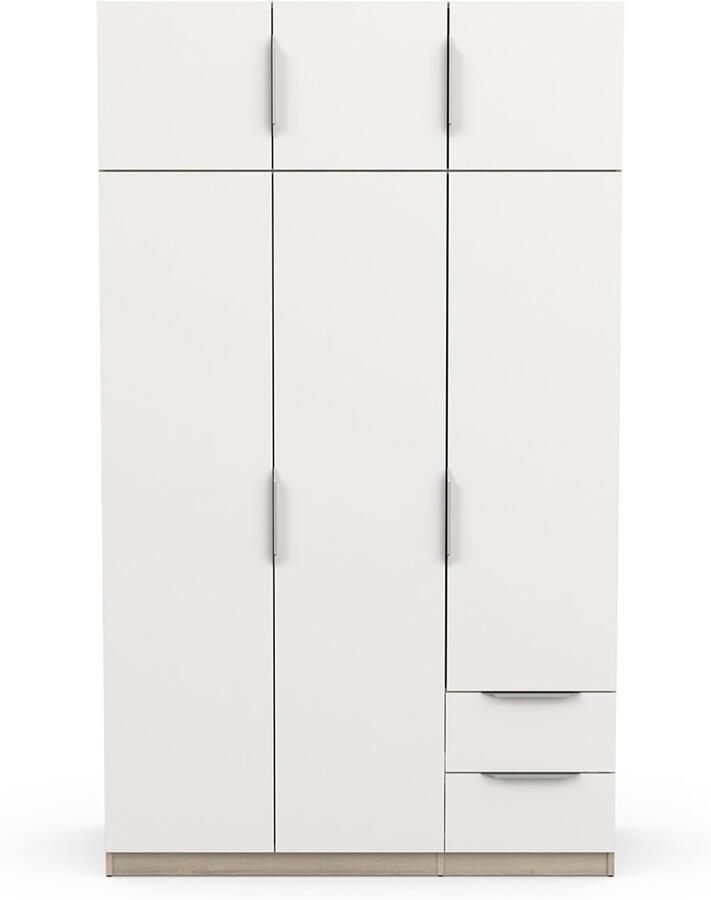 Demeyere GHOST kledingkast Kronberg eiken en mat wit decor 3 deuren + 2 laden + 1 spiegel L.119 4 x D.51 1 x H.203 cm - Foto 9